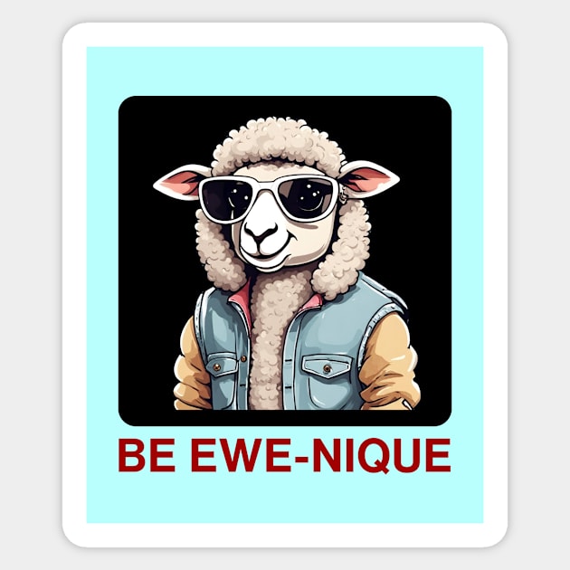 Be Ewe-Nique | Ewe Pun Sticker by Allthingspunny